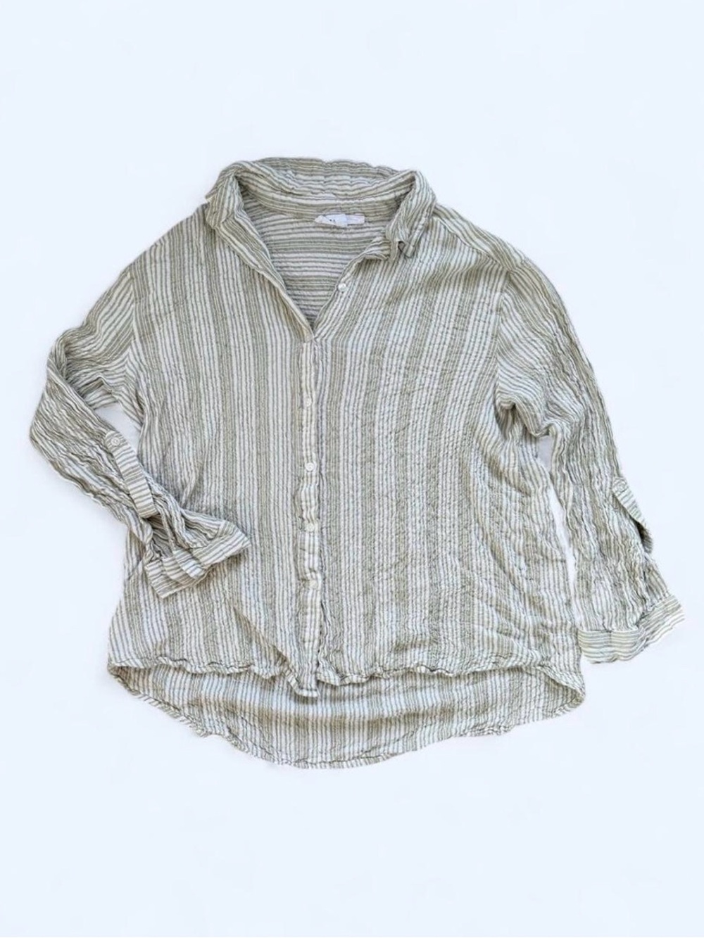 Jane + Delancey Striped Button-Front Linen Blend Shirt